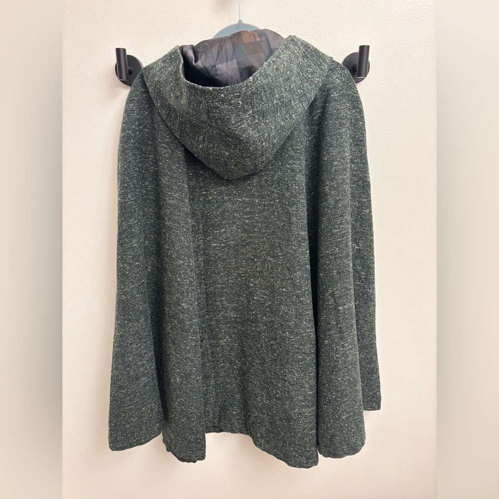 Outlander the Series Torrid Cloak Cape Plus Size 3/4 Hooded Tweed Green Coat - Picture 3 of 9